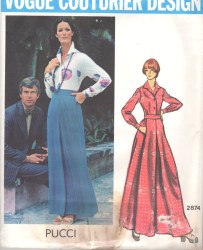 2874 VOGUE PUCCI 1970S COLLAR LS SHIRT,  LONG WIDE PLEAT SKIRT PATTERN 16